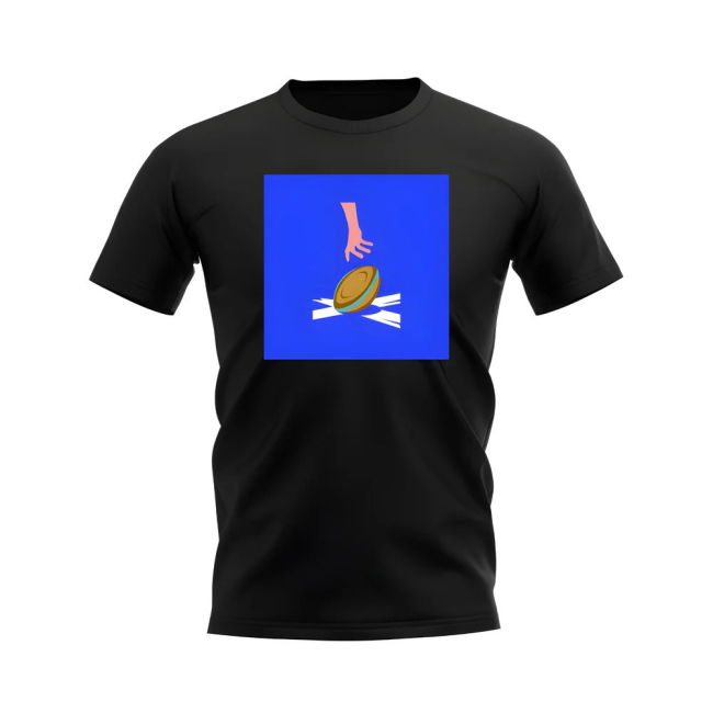 Scotland Rugby Try T-Shirt - Version 1 (Black/Blue)
