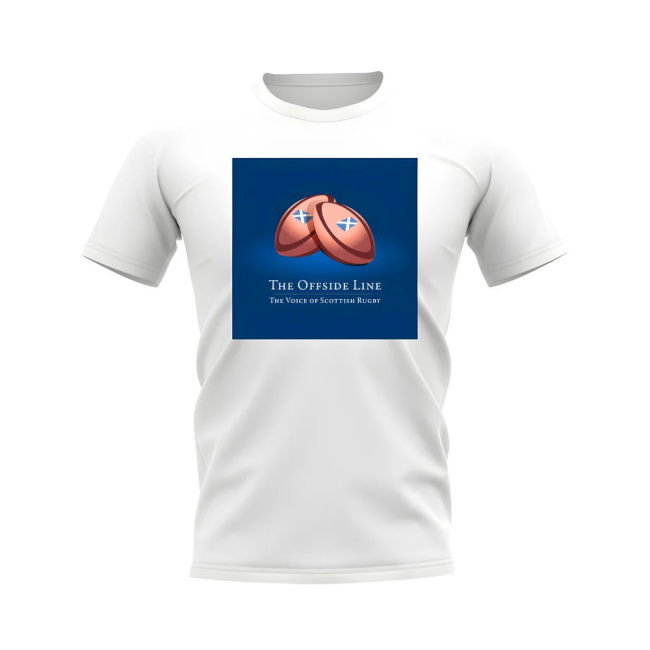 Scotland Offside Line Logo Rugby T-Shirt - Version 5 (White/Blue)