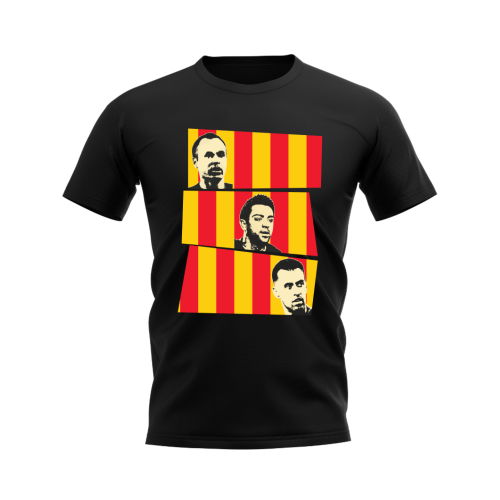 Iniesta Xavi Busquets Spain Trio T-Shirt (Black)