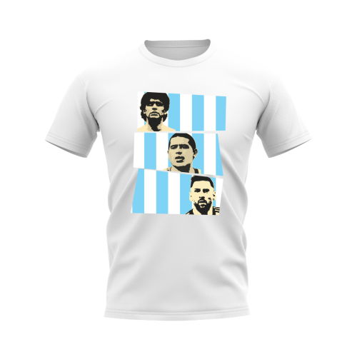 Maradona Riquelme Messi Argentina Trio T-Shirt (White)