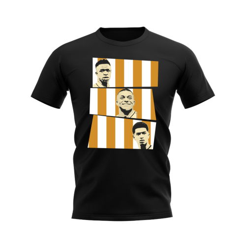 Vinicius Jr Mbappe Bellingham Real Madrid Trio T-Shirt (Black)