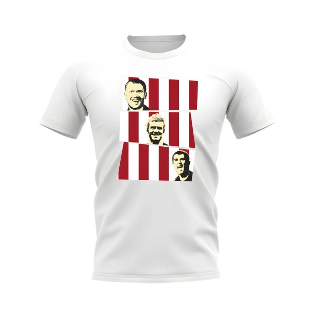 Scholes Beckham Keane Manchester United Trio T-Shirt (White)