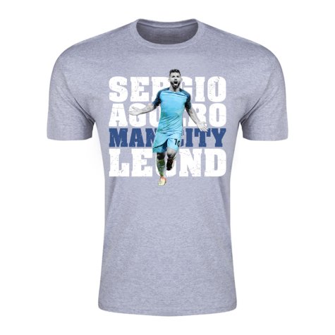 Sergio Aguero Man City Legend T-Shirt (Grey)