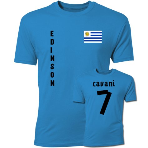 Edinson Cavani Uruguay Flag T-Shirt (Blue)