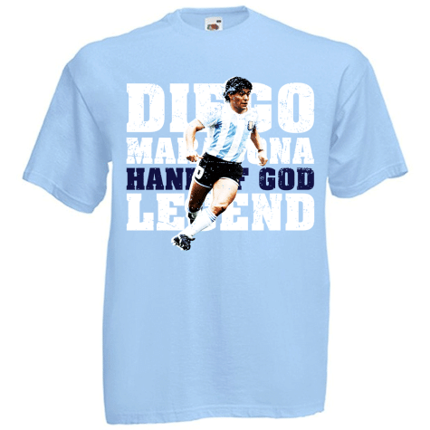 Diego Maradona Hand of God Legend T-Shirt (Sky)