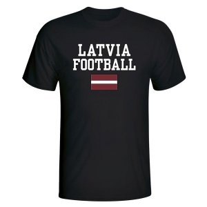 Latvia Football T-Shirt - Black