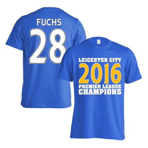 Leicester City 2016 Premier League Champions T-Shirt (Fuchs 28) Blue - Kids
