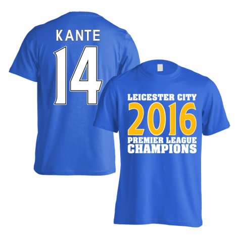 Leicester City 2016 Premier League Champions T-Shirt (Kante 14) Blue
