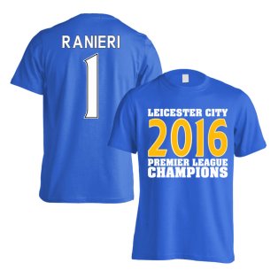 Leicester City 2016 Premier League Champions T-Shirt (Ranieri 1) Blue - Kids
