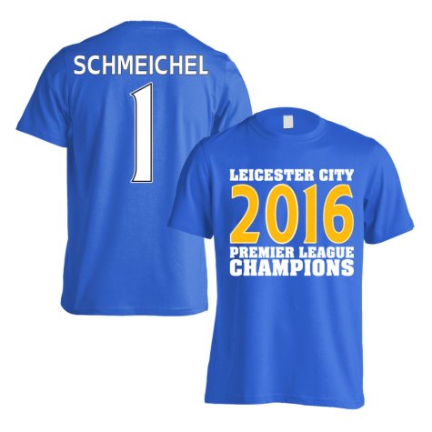 Leicester City 2016 Premier League Champions T-Shirt (Schmeichel 1) Blue