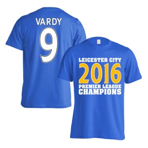 Leicester City 2016 Premier League Champions T-Shirt (Vardy 9) Blue