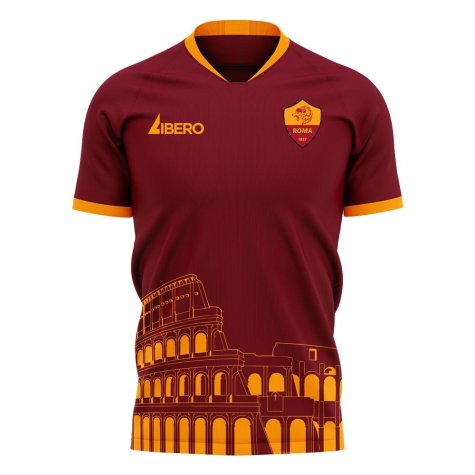 Roma 2023-2024 Home Concept Football Kit (Libero) - No Sponsor - Kids (Long Sleeve)