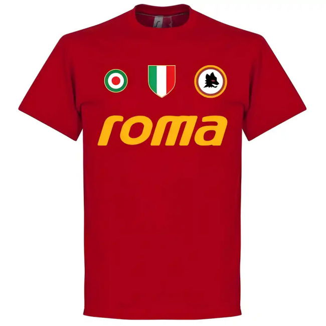 Roma Vintage Totti 10 Team T-Shirt - Tango Red