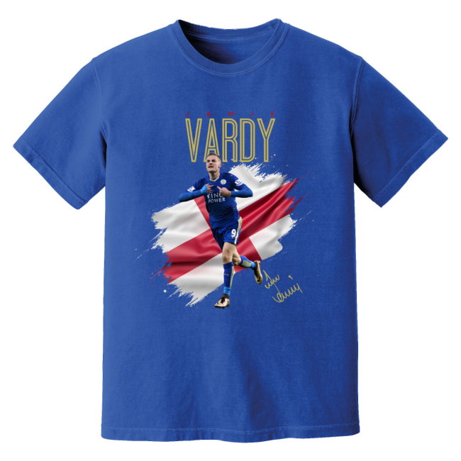 Jamie Vardy Leicester Celebration T-Shirt (Blue)