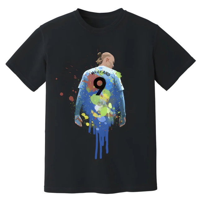 Erling Haaland Man City Art T-Shirt (Black)