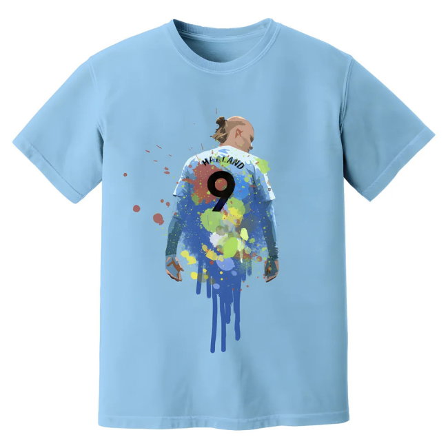 Erling Haaland Man City Art T-Shirt (Sky)