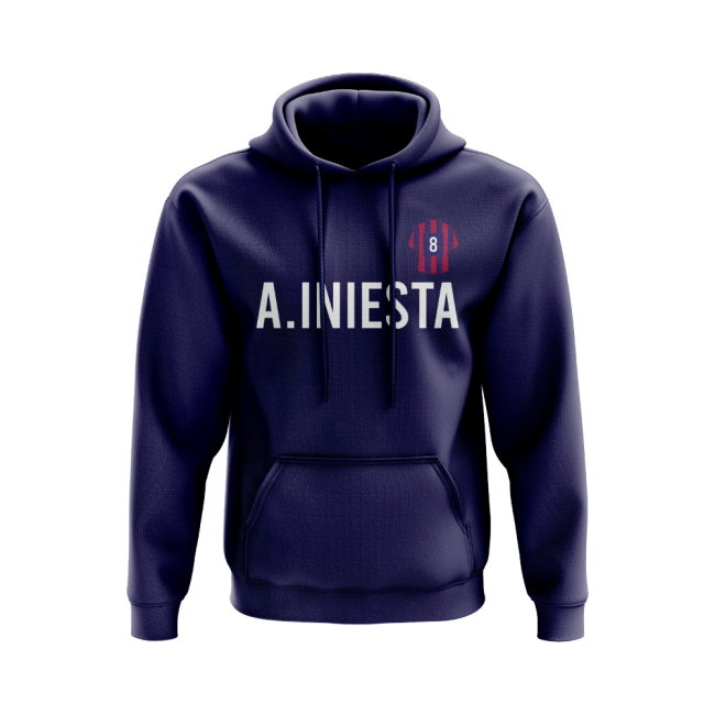 Andres Iniesta Barcelona Number Hoody (Navy)