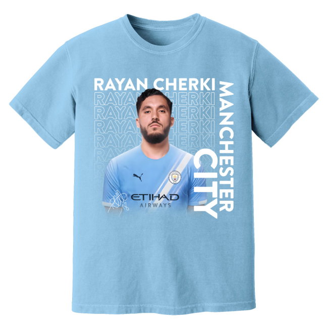 Rayan Cherki Man City T-Shirt (Sky)