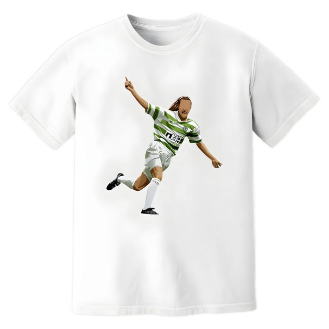 Henrik Larsson Celtic Retro T-Shirt (White)