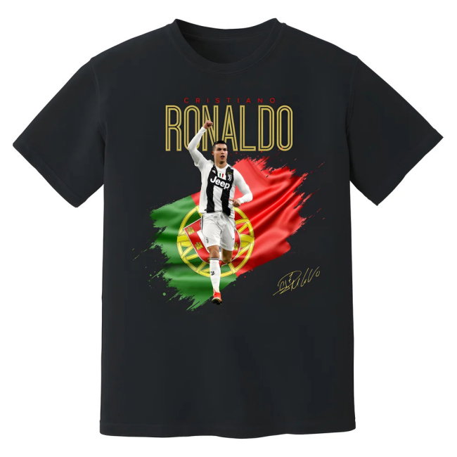 Cristiano Ronaldo Juventus Celebration T-Shirt (Black)