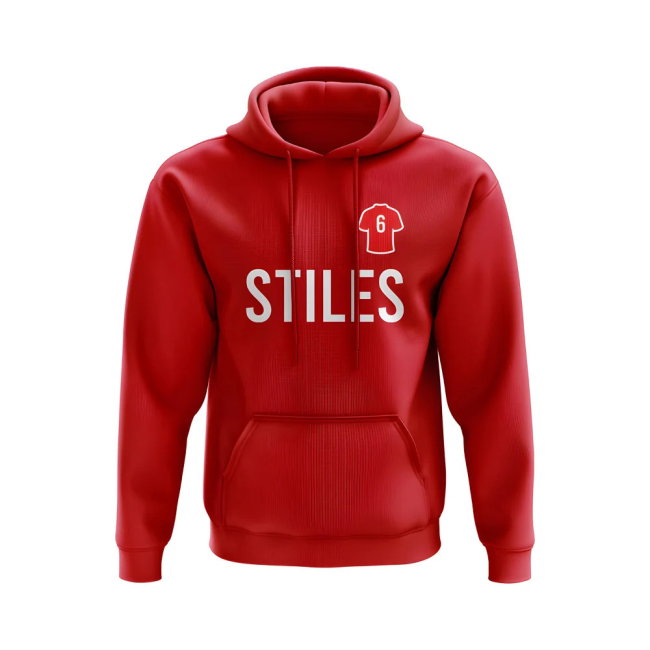 Nobby Stiles Man United Number Hoody (Red)