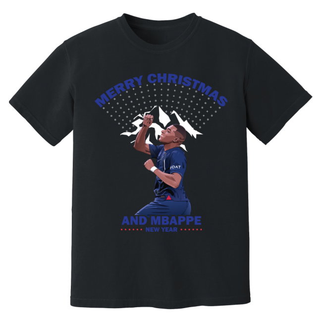 Kylian Mbappe Christmas T-Shirt (Black)