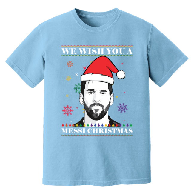 Lionel Messi Christmas T-Shirt (Sky)