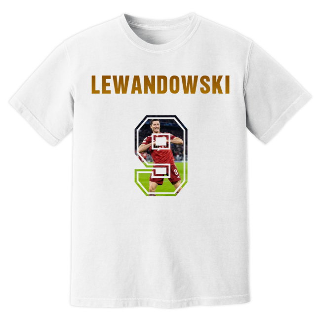 Robert Lewandowski Bayern Munich Name And Number T-Shirt (White)