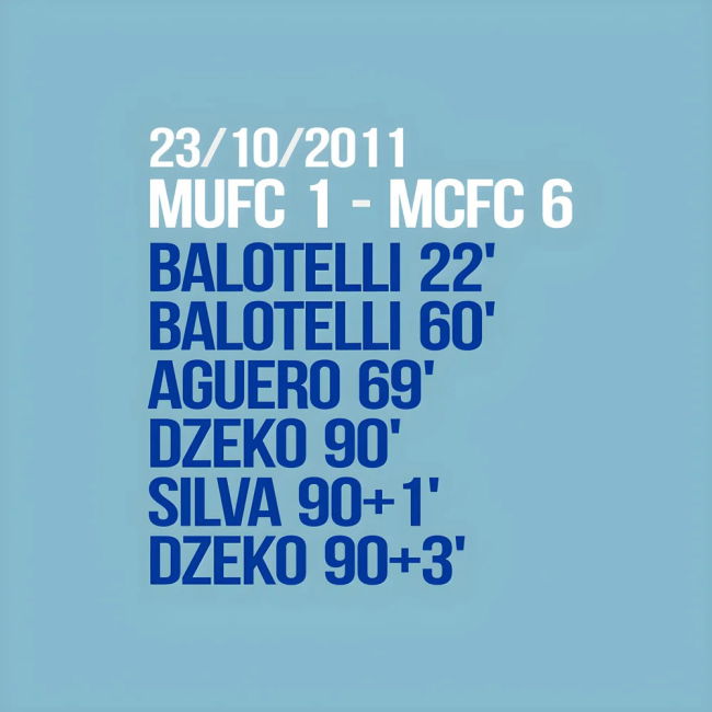 2012 Manchester City 6-1 Winners T-Shirt (Blue)