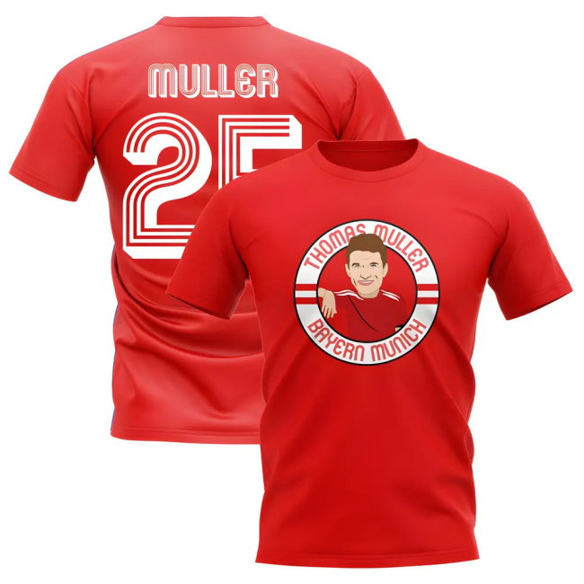 Thomas Muller Bayern Munich Illustration T-Shirt (Red)