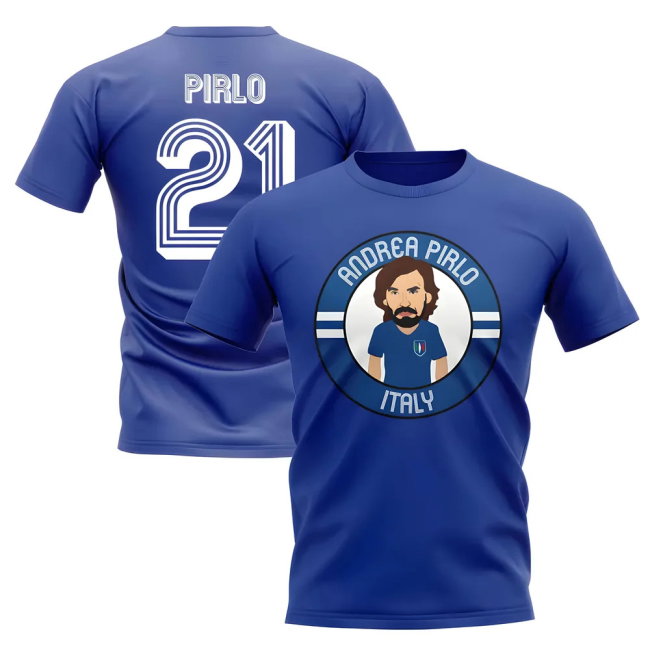 Andrea Pirlo Italy Illustration T-Shirt (Blue)