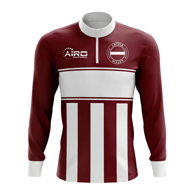 Latvia Concept Football Half Zip Midlayer Top (Maroon-White)