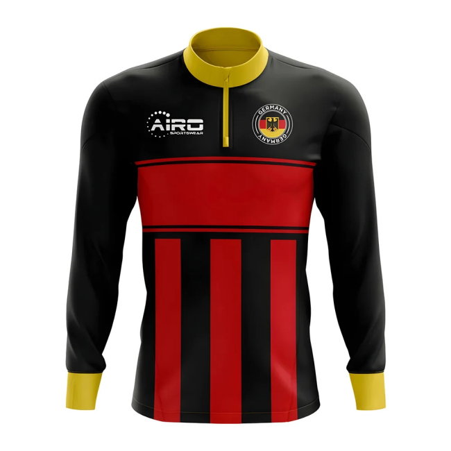 Germany Concept Football Half Zip Midlayer Top (Black-Red)