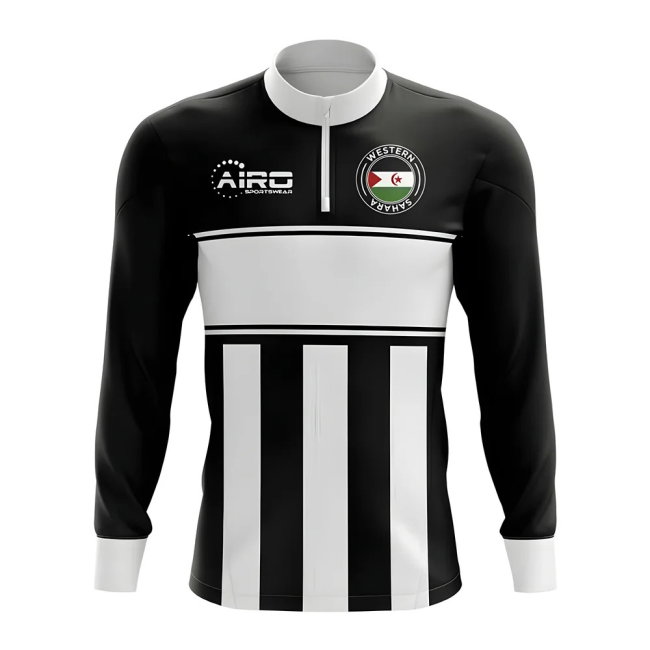 Western Sahara Concept Football Half Zip Midlayer Top (Black-White)