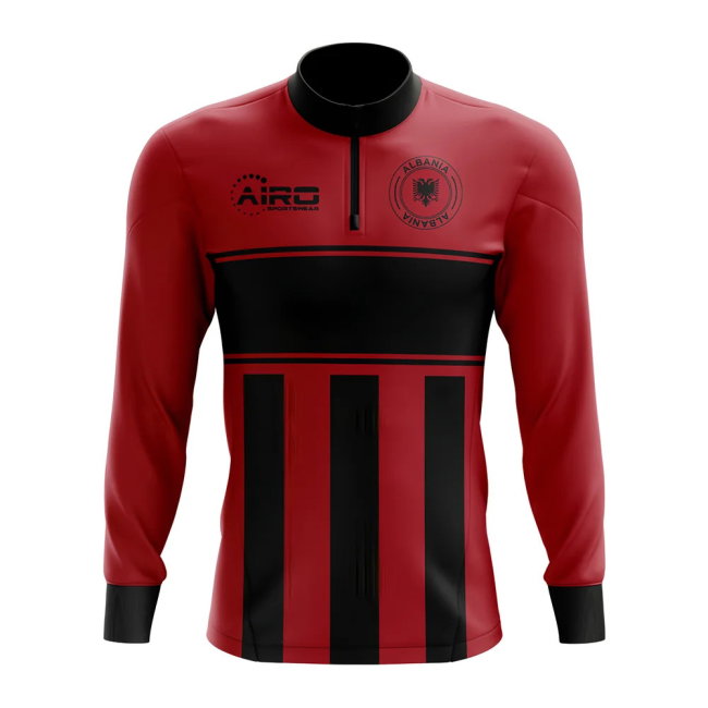 Albania Concept Football Half Zip Midlayer Top (Red-Black)