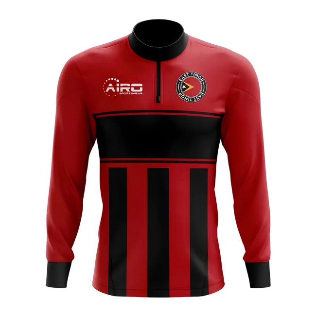 East Timor Concept Football Half Zip Midlayer Top (Red-Black)