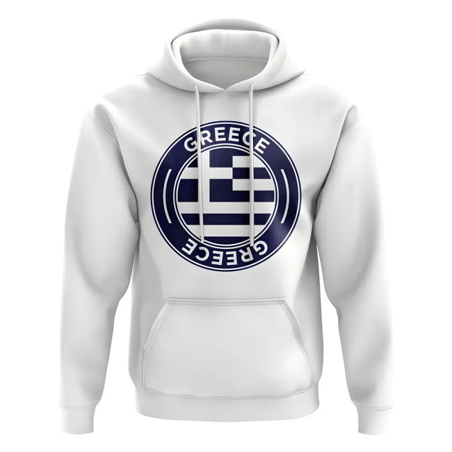 Greece Football Badge Hoodie (White)