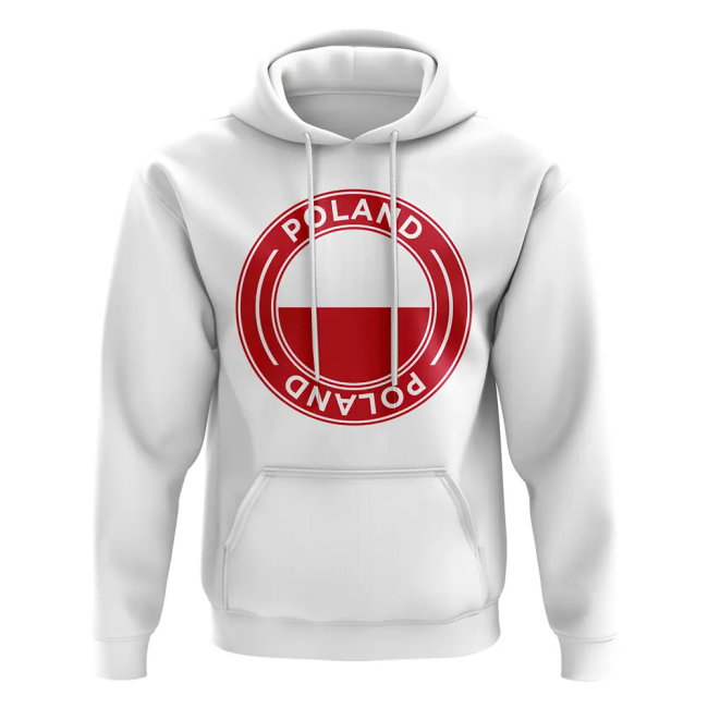 Poland Football Badge Hoodie (White)