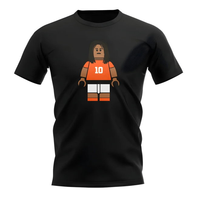 Ruud Gullit Holland Brick Footballer T-Shirt (Black)