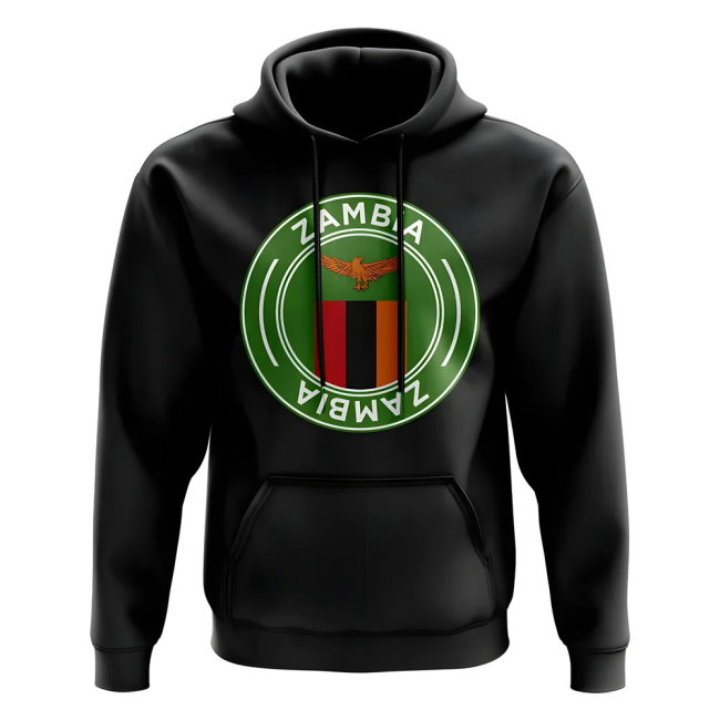 Zambia Football Badge Hoodie (Black)