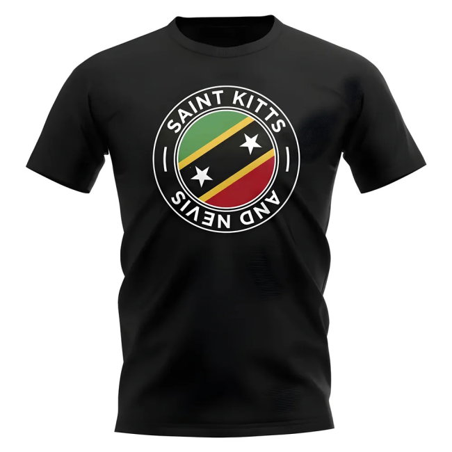 Saint Kitts and Nevis Football Badge T-Shirt (Black)