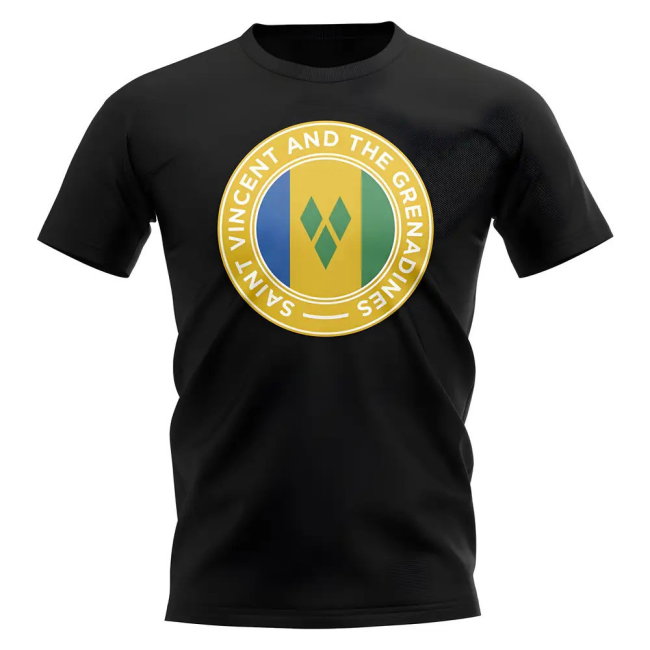 Saint Vincent and Grenadines Football Badge T-Shirt (Black)