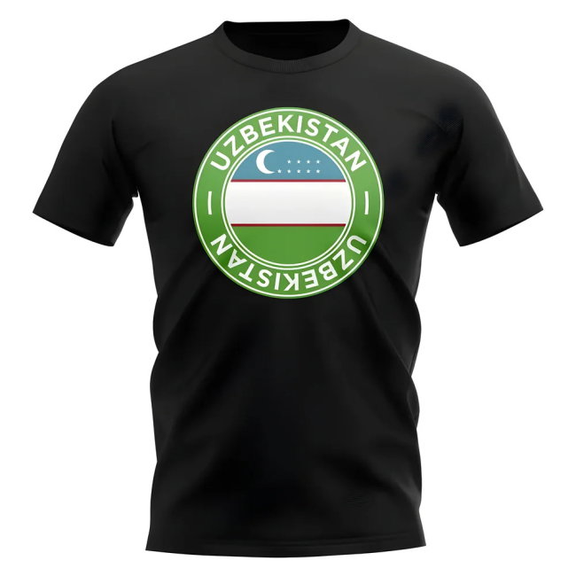 Uzbekistan Football Badge T-Shirt (Black)