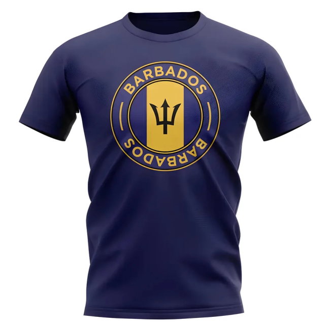 Barbados Football Badge T-Shirt (Navy)
