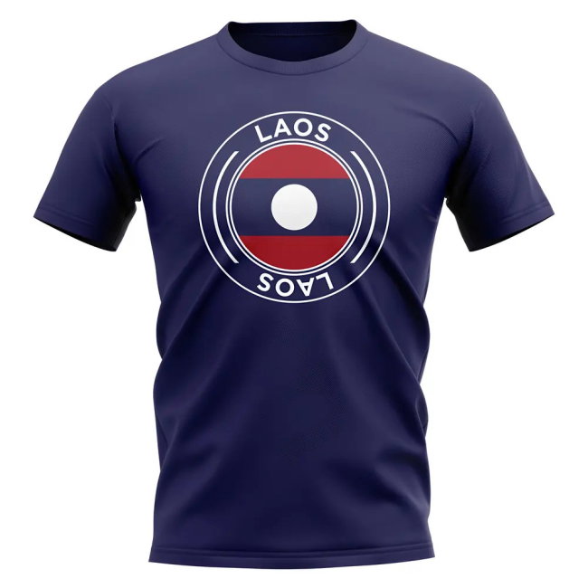 Laos Football Badge T-Shirt (Navy)