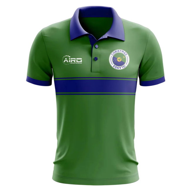 Christmas Islands Concept Stripe Polo Shirt (Green)
