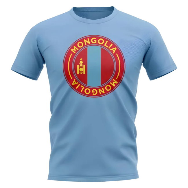 Mongolia Football Badge T-Shirt (Sky)