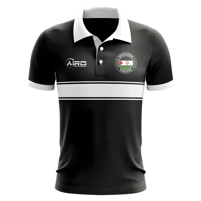 Western Sahara Concept Stripe Polo Shirt (Black)