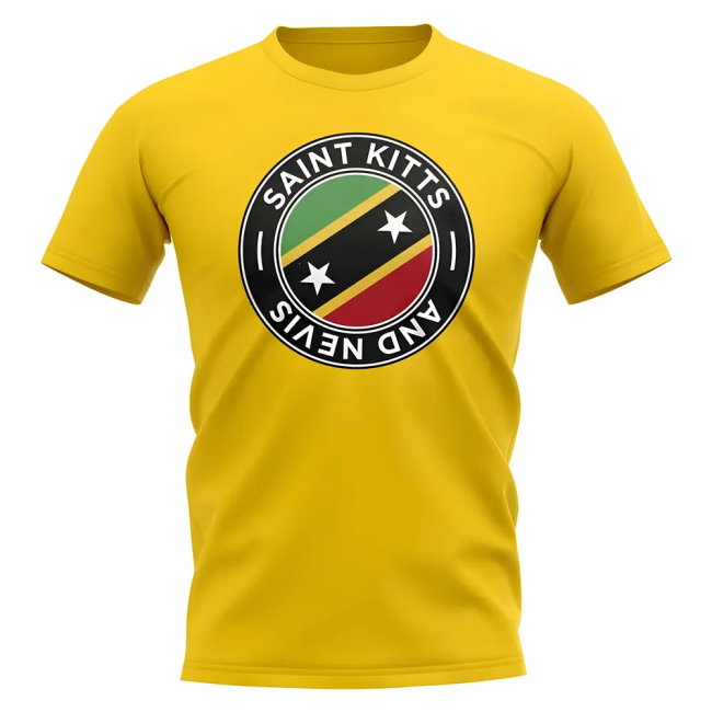 Saint Kitts and Nevis Football Badge T-Shirt (Yellow)