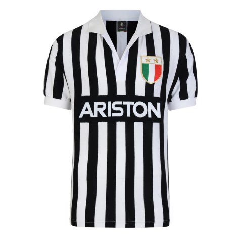 Score Draw Juventus 1984 Retro Football Shirt (Rossi 9)